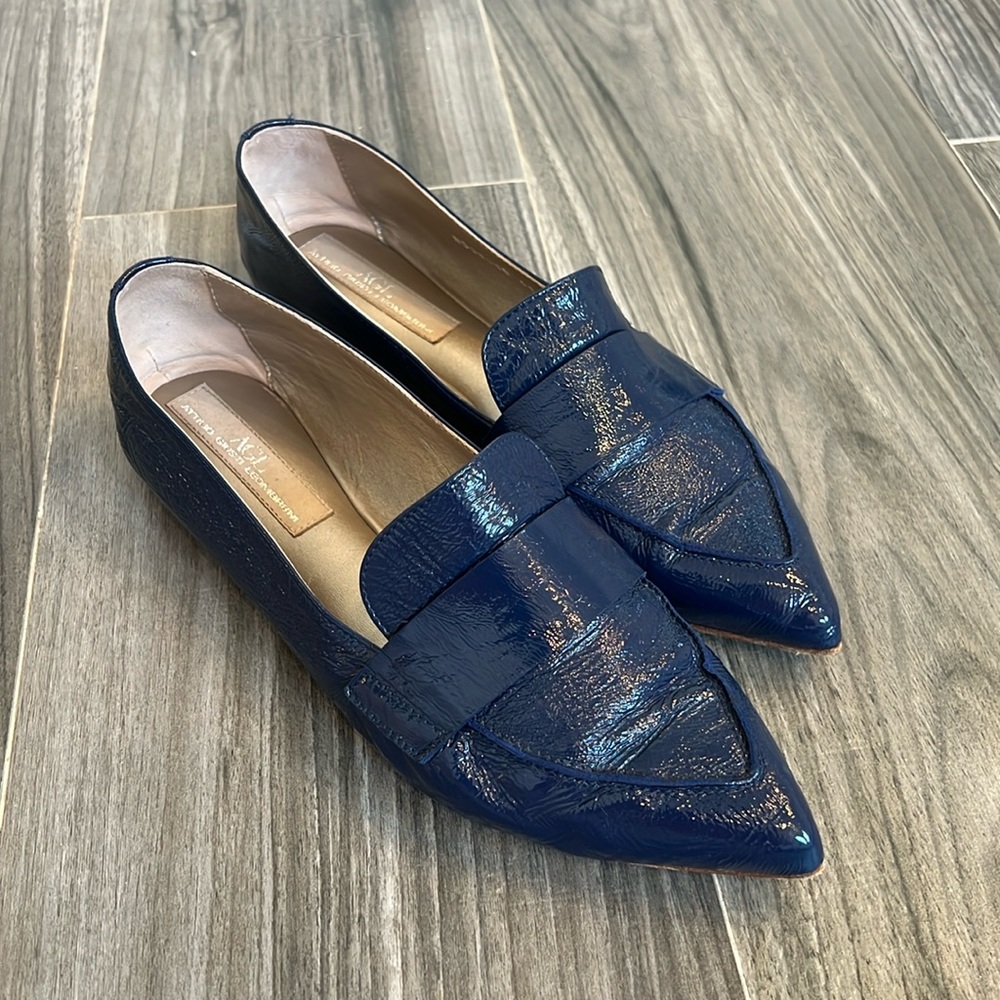 AGL Blue Textured Leather Flats